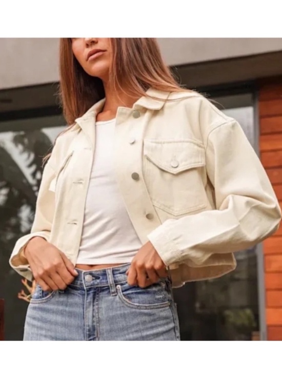 Lulus Jackets & Blazers - Lulus Heard About You Off-White Cropped Twill Jacket